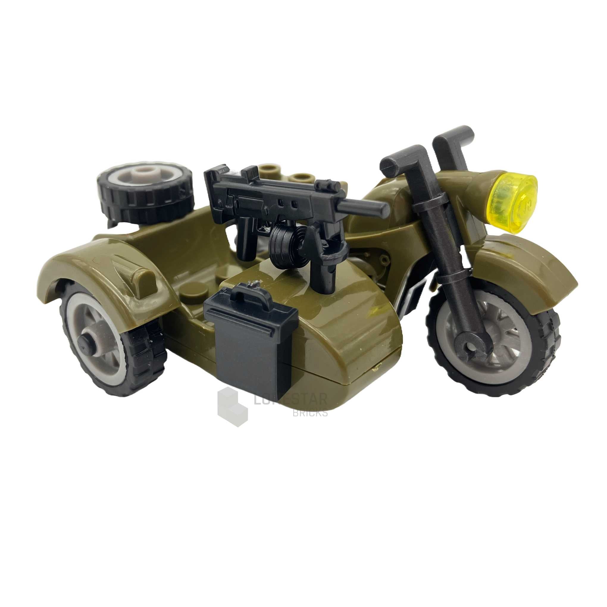 LB-70037 - Motorrad mit Beiwagen MG olive green (Lonestar Bricks)